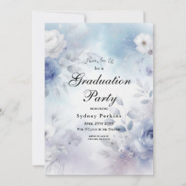 Convite Flores Azuis Suaves e Lavanda Mist