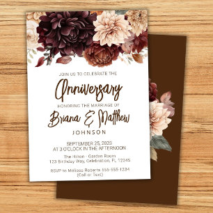 Convite Flores Bege Marrom Floral Casamento Aniversário
