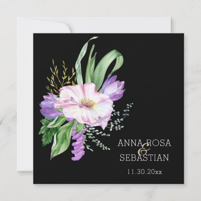 Convite *~*Flores Boho AR15 QR RSVP Casamento (Frente)