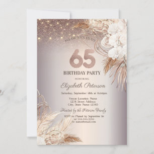 Convite Flores Boho, Luzes de Corda Brilhantes Aniversário
