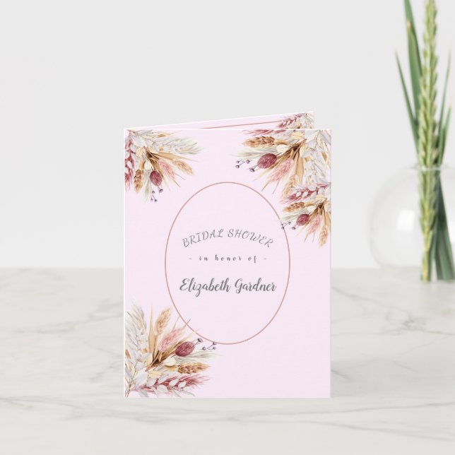 Convite Flores BoHo para Chá de Noiva (Frente)