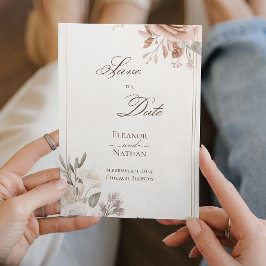 Convite Flores Boho púrpura salvar a data