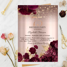 Flores Borgonha Brilho Rosa Dourado 75º Aniversári