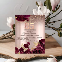 Flores Borgonha Brilho Rosa Dourado 85º Aniversári