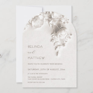 Convite Flores Brancas 3D Rosas Casamento