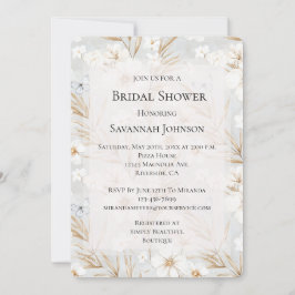 Convite Flores brancas Borboletas Chá de panela de borbole