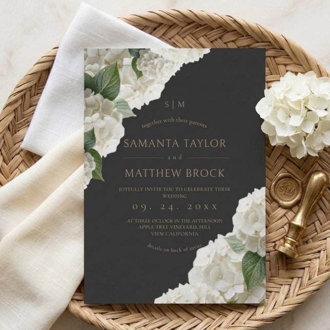 Convite Flores Brancas ⎮Casamento Moderno Tudo em Um (Criador carregado)