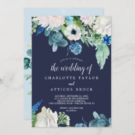 Convite Flores Brancas Clássicas | Marinho Do Casamento De