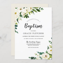 Convite Flores Brancas de Champanhe, Batismo Elegante
