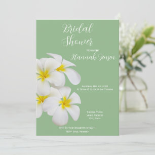 Convite Flores Brancas de Frangipani, em Sage, Bridal