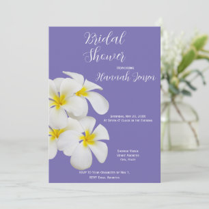 Convite Flores Brancas de Frangipani, Periwinkle, Bridal