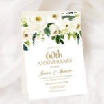 Convite Flores Brancas e Aniversário de Casamento 60<br><div class="desc">Flores Brancas e Creme 60º Aniversário de Casamento Ver coleção correspondente em Niche e Nest Store</div>