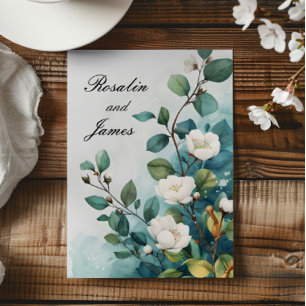 Convite Flores Brancas e Casamento Verde