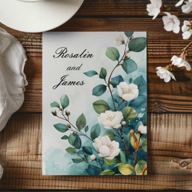 Convite Flores Brancas e Casamento Verde (Criador carregado)