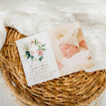 Convite Flores brancas e cor-de-rosa pinceladas Foto do ba<br><div class="desc">Celebre o batismo do seu bebê com este belo design de flores brancas e cor-de-rosa com uma fotografia do seu bebê. O texto e a redação,  bem como outras características deste design,  podem ser personalizados. A imagem pode ser substituída e editada.</div>