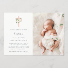 Convite Flores Brancas e Cruz Rosa| Batismo Fotográfico