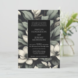 Convite Flores Brancas e Folhagens QR Casamento