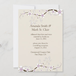 Convite Flores Brancas e Lavanda em um Pós-Casamento Ecru