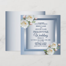 Flores Brancas Elegantes Casamento Azul Cinza