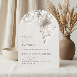 Convite Flores Brancas em 3D Rosas Casamento Informal