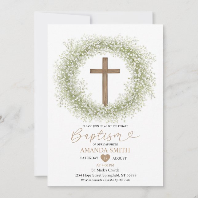 Convite Flores brancas Flores brancas Respiração do bebê M (Frente)