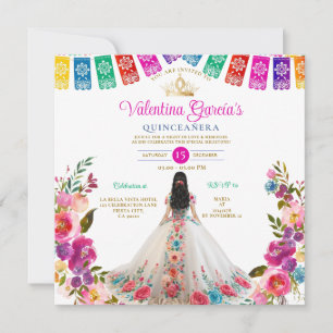 Convite Flores Brancas Quinceañera 15 Anos Aniversário