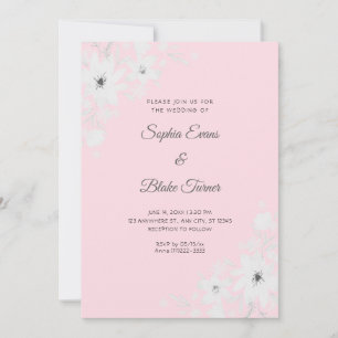 Convite Flores Brancas Românticas Florais Casamento Rosa S