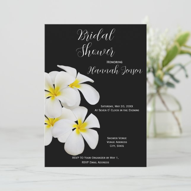 Convite Flores Brancas, Tropicais, Florais, Bridas (Em pé/Frente)