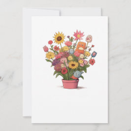Convite Flores, buquê, vaso de flores
