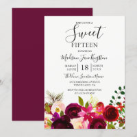 Flores Burgundy Boho Floral Sweet 15