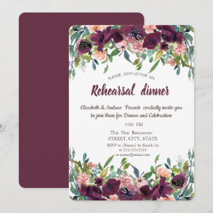 Convite Flores Burgundy Chic Jantar de Ensaios 