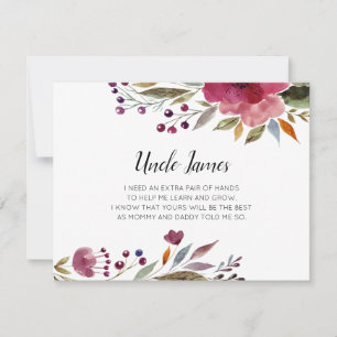 Convite Flores Burgundy Serão Minha Proposta De Padrinho