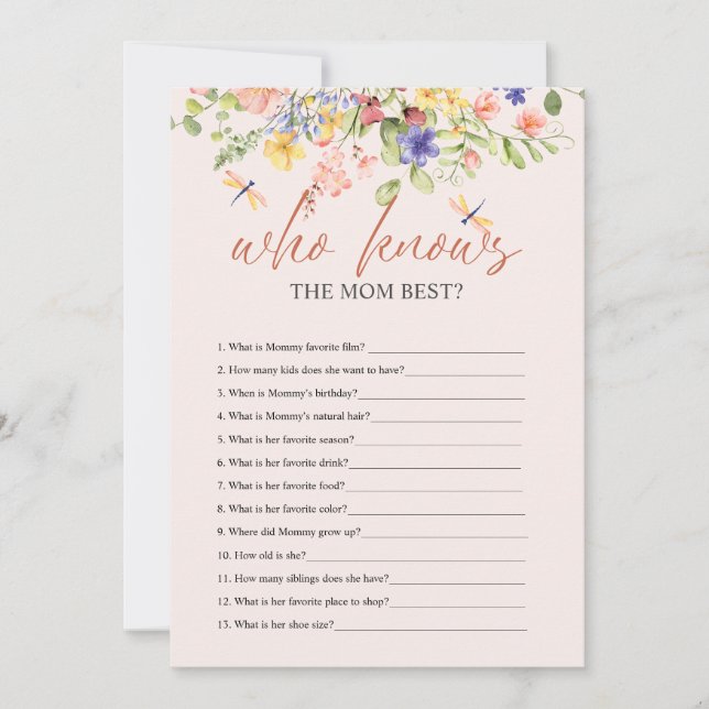 Convite Flores, CHÁ DE FRALDAS de Dragonfly que CONHECE DI (Frente)