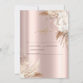 Convite Flores Chic Boho Rose Dourado Casamento RSVP  