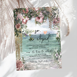 Convite Flores Chic Ocean Casamento Fuga 