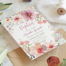 Convite Flores Coloridas Batismo Menina