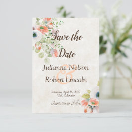 Convite Flores cor-de-água rosa e azul, salvar a data invi