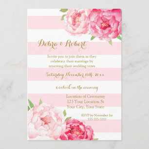Convite Flores Cor-de-rosa Blush Flores Vow Renewation Con