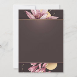 Convite Flores cor-de-rosa com faixa marrom