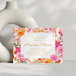 Convite Flores cor-de-rosa e laranja de aquarelas QUINCEAÑ<br><div class="desc">QuinceÑERA - Flores de Cor de Água Cor de Rosa e Laranja Personalizada</div>