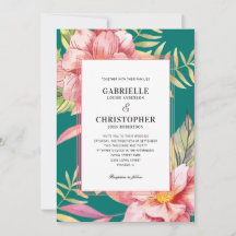 Flores Cor-de-Rosa e Verdura Casamento Azul Turque