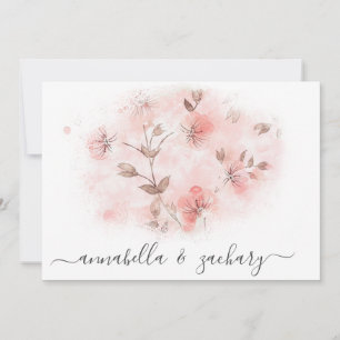 Convite *~* Flores Cor-de-rosa embebidas RSVP QR AR AR26 W