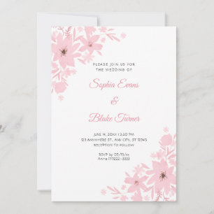 Convite Flores Cor-de-Rosa Românticas Florais Casamento Br