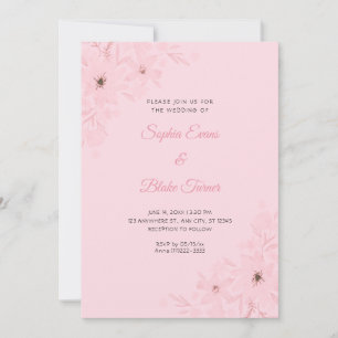 Convite Flores Cor-de-Rosa Românticas Florais Casamento Ro
