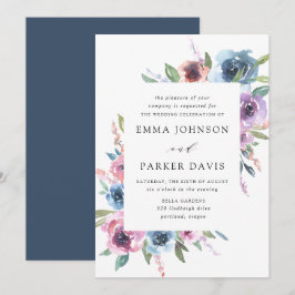 Convite Flores da Meia-Noite | Casamento Floral Roxo e Azu