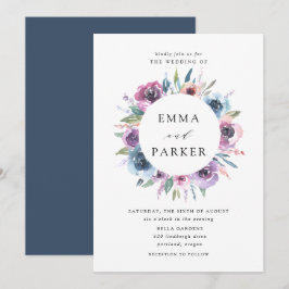 Convite Flores da Meia-Noite | Casamento Floral Roxo e Azu
