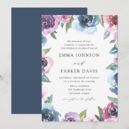 Convite Flores da Meia-Noite | Casamento Floral Roxo e Azu