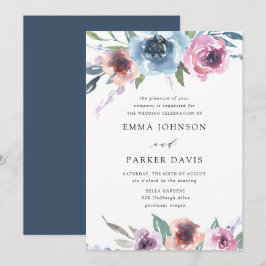 Convite Flores da Meia-Noite | Casamento Floral Roxo e Azu
