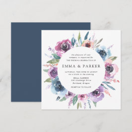 Convite Flores da Meia-Noite | Casamento Floral Roxo e Azu