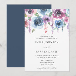 Convite Flores da Meia-Noite | Casamento Floral Roxo e Azu